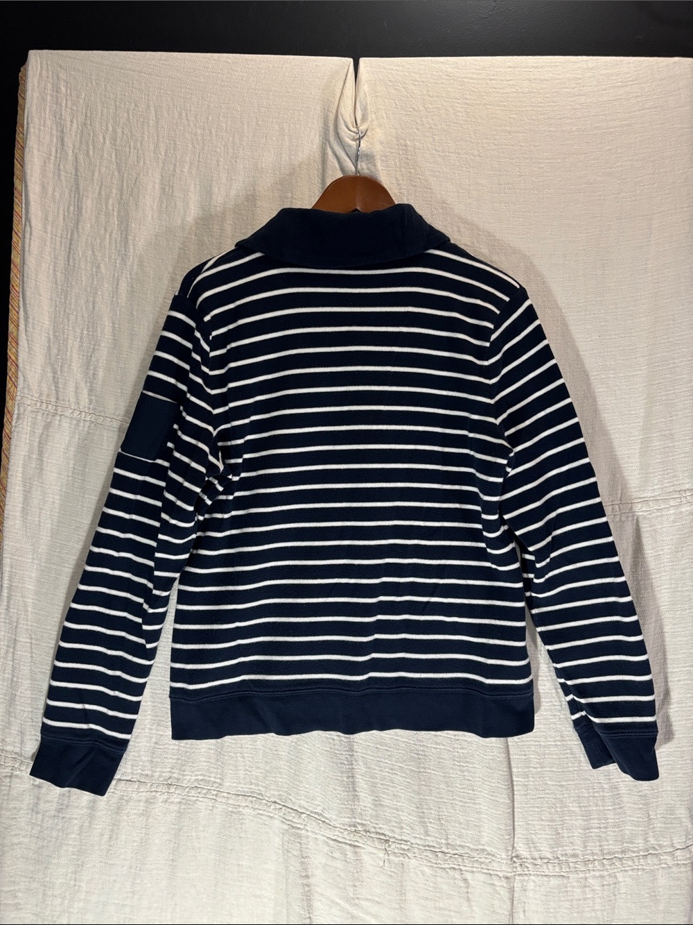 Lauren Ralph Lauren Striped Toggle Collar Knit Sweater Navy White XL 100%Cotton - Picture 7 of 8